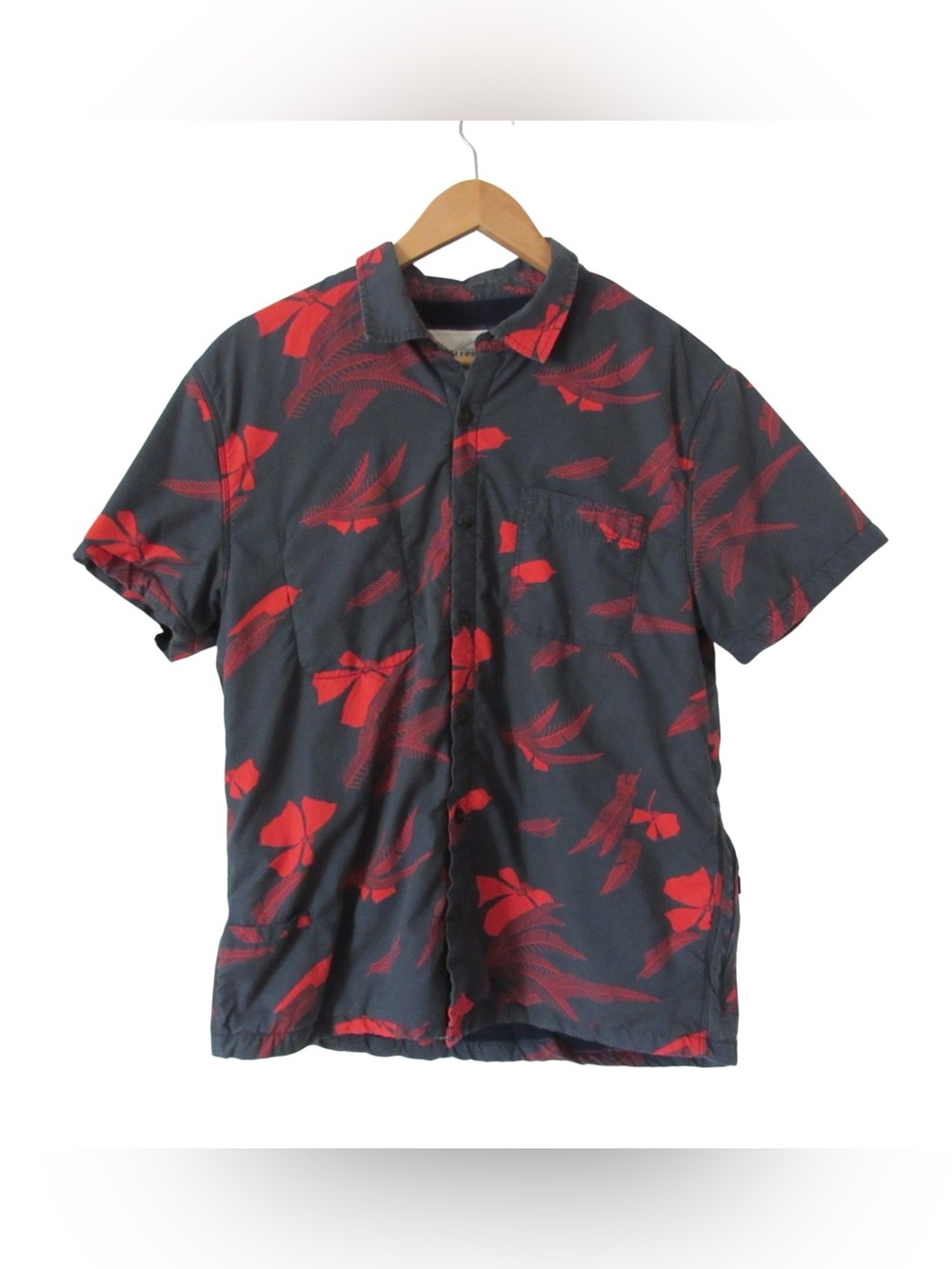 California Cowboy High Water Shirt Medium Vintage Floral Navy Terrycloth Lining